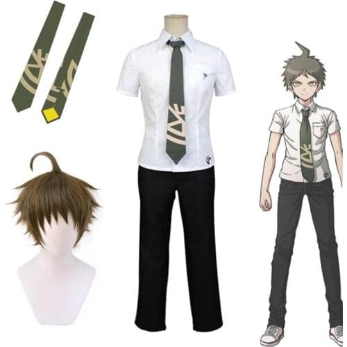 Anime Danganronpa Hinata Hajime School Uniforms Set Tie Carnival Party Costumes Cosplay Prop Heat Resistant Synthetic Hair Wigs