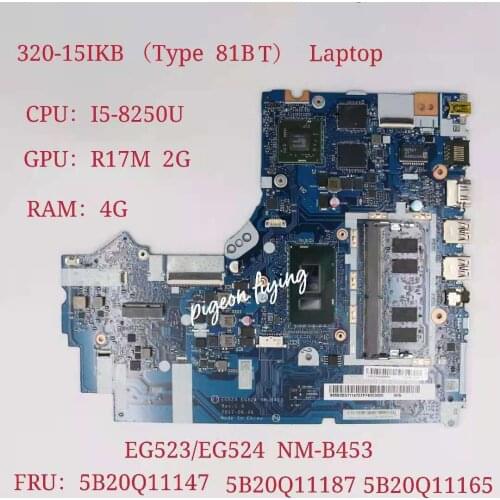 NM-B453 for Lenovo Ideapad 320-15IKB Laptop Motherboard L81BT CPU:i5-8250U GPU:R17M 2G RAM:4G FRU:5B20Q11165 5B20Q11164