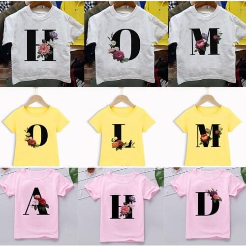 New 2020 Girls Tops 24M 3T 4T 5T 6T 7T 8T 9T Toddler Girl Clothes Unisex Boys T Shirts Letters Print Cartoon T Shirt Cute Casual