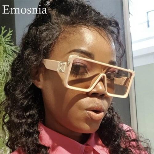 2020 New Trending Square Futuristic Sunglasses Women Men Oversized Flat Top Sun Shades Unisex Eyeglasses for Rave Festival UV400