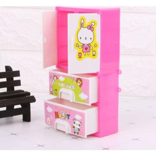 NEW Cartoon Rabbit Closet Wardrobe Doll Accessories For Barbie Doll Girls Toy Princess Bedroom Furniture
