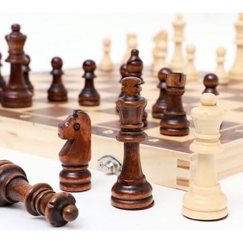 Top Quality Wooden Folding Chess Set 24/29/34/39cm Solid Wood Chessboard Magnetic Pieces Travel Leisure Entertainment Board Game