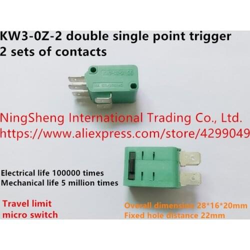 Original new 100% KW3-0Z-2 silver contact micro switch 6pin 2 open 2 closed key stroke limit 16A250VAC V-15