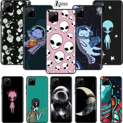 Planet Alien Space Astronaut For OPPO Realme C1 C2 C3 C11 C12 C15 C17 C21 X2 X3 X7 XT X50 V3 V5 V15 Pro Matte Black Phone Case