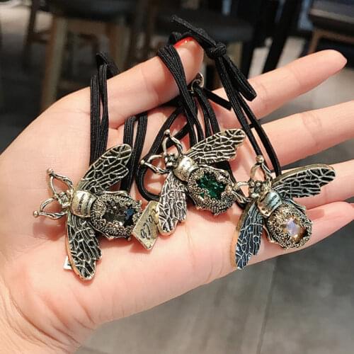 Scrunchies vintage hair ties hair accessories Headwear hair bands for girl bee crystal Headbands metal Elastic womens hair band