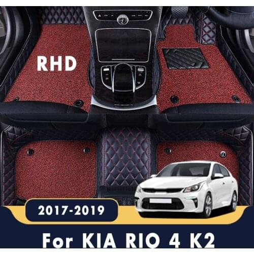 RHD For KIA RIO 4 K2 2019 2018 2017 Luxury Car Floor Mats Double Layer Wire Loop Interior Accessories Leather Styling Carpet