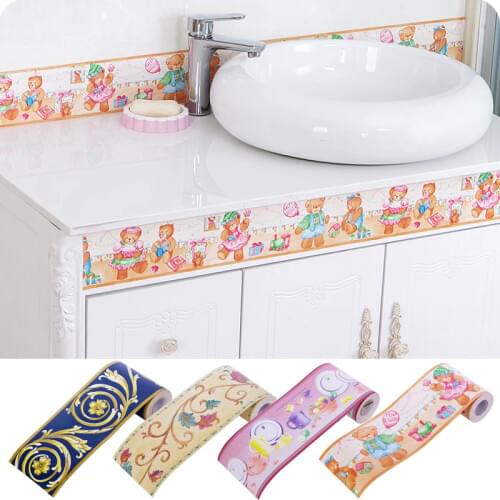 Beibehang 10M Self Adhesive baseboard Waterproof Bathroom Waistline border Rustic tile wall stickers Vintage wallpaper borders