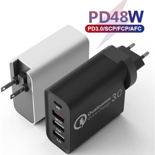48W Quick Charger PD Type C USB C Charger for iPhone 7 8 Samsung Huawei Tablet Fast Wall Charger QC 3.0 US EU UK AU Plug Adapter