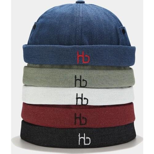 New Adjustable Summer Street Dance Hip-hop Skullies Beanies Hat Letter Embroidered Dome Melon Cap Docker Cap Unisex Brimless Cap