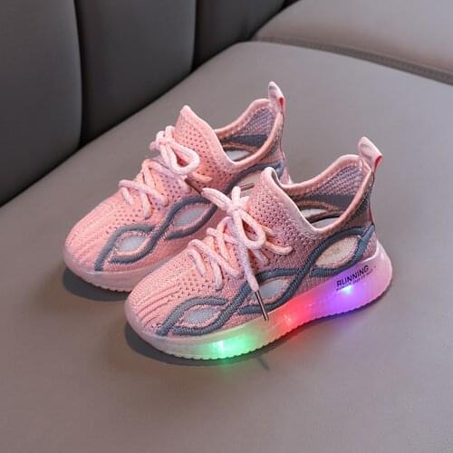 2021 Size 21-30 Led Shoes Girl with Light Glowing Sneakers for Baby Led Light Up Shoes Luminous for Boy Girls Mesh Sneakers