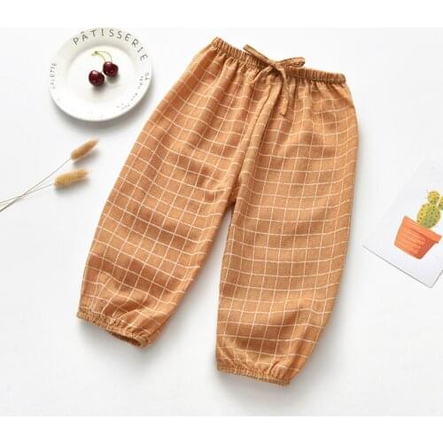 Spring Summer Kids Leggings Boys Girls Thin Anti Mosquito Pants Cotton Plaid Bloom Pants Trousers Baby Pajama Children Clothes