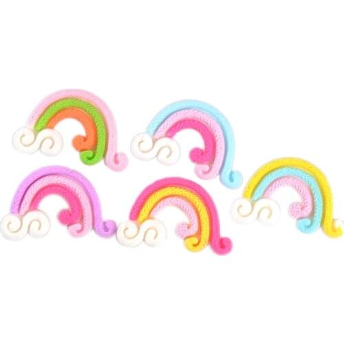 XUNZHE 10 Pcs 22×35mm Resin rainbow Girls Hair Accessories DIY Craft Hair Clips Hair Bows Party Decoration Scrapbook Paste