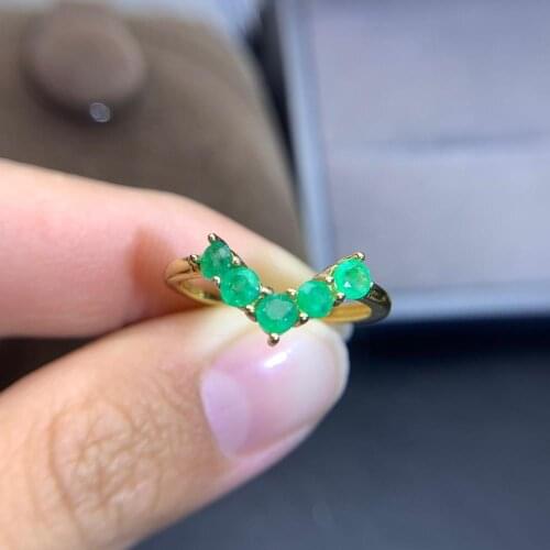 Shilovem 925 sterling silver real Natural Emerald Rings fine Jewelry women trendy wedding wholesale gift 3mm jcj0303661agml