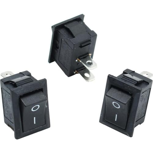 10pcs Black Push Button Mini Switch 6A-10A 110V 250V KCD1-101 2Pin Snap-in On/Off Rocker Switch 21MMx15MM COD