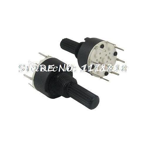 2pcs 6mm Diameter Knurled Shaft 2 Pole 3 Positions Rotary Switch DC 60V 0.3A