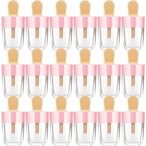 20Pcs Clear Ice Cream Lip Gloss Tube Empty Lip Balm Mini Lip Balm Container DIY Refillable Cosmetic Bottle for Lipstick