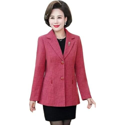2021 Spring Autumn Blazers Women Middle-aged Plus Size Long sleeve Thin Jacket Women Casual Tops Female Blazers Windbreaker Coat