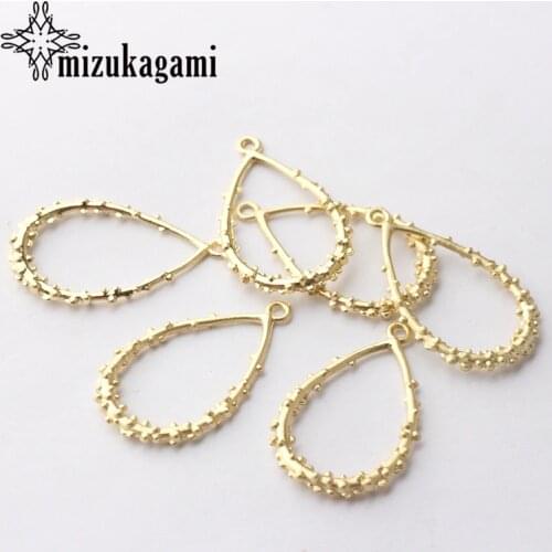 6pcs/lot Zinc Alloy Golden Metal Hollow Water Drop Connector Charms For DIY Jewelry Making Finding Accessories