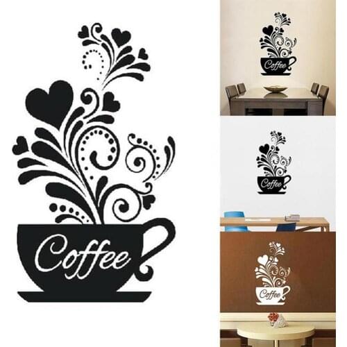 80% HOT SALE DIY Coffee Cup Decal Wall Decoration Removable Home Kitchen Art Mural Sticker