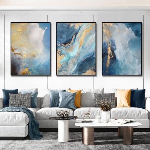 Abstract Landscape Combination Canvas Painting Gold Oil Paintings Canvas Prints And Posters Wall Art for Living Room Wall Decor