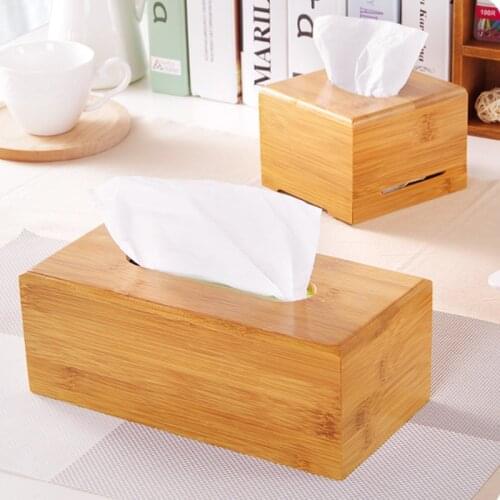 Retro Bamboo Tissue Box for Home Office Desktop Wooden Paper Towel Box Hotel Napkin Wood Holder Household Type Canister