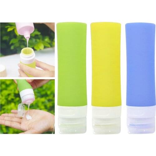 Behogar 80ml Travel Portable Empty Refillable Leakproof Silicone Bottles Round Squeeze Containers Tubes for Shampoo Shower Gel