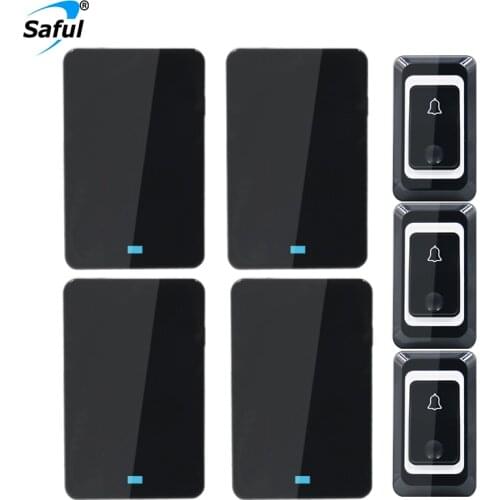 Saful wireless doorbell newest waterproof 28 chimes 4 volume EU plug-in door bell 150M remote door ring sonnette sans fil