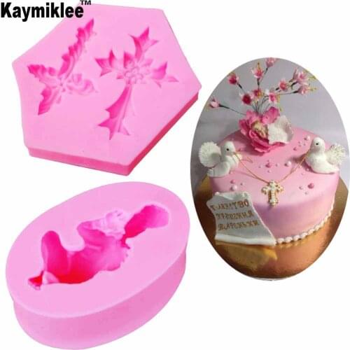 C191 Cake Border Baby Cross Silicone Mold Children Party Fondant Cake Decorating Tools Gumpaste Chocolate Moulds 2pcs/set