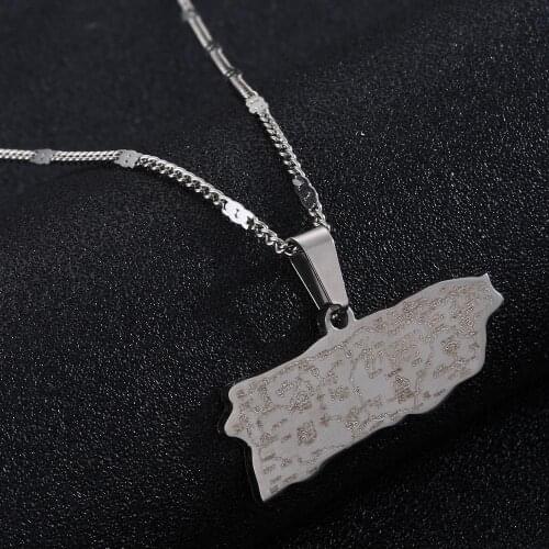 Stainless Steel Puerto Rico Map Pendant Necklace Puerto Ricans Map Chain Jewelry