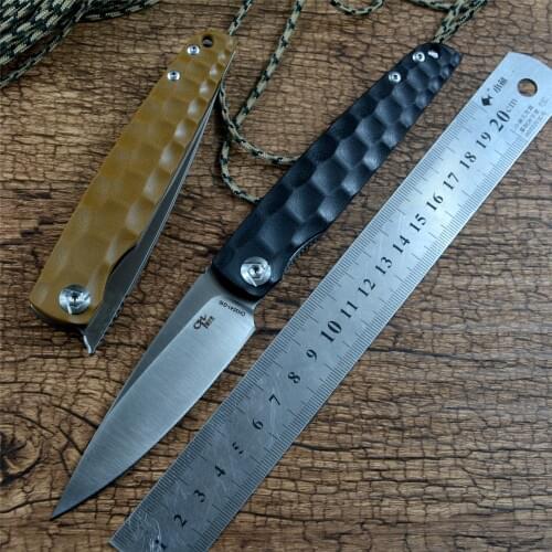 CH3541G10 Flipper D2 Satin Blade G10 Handle Utility Outdoor Camping Hunting Pocket Knife Gift Box