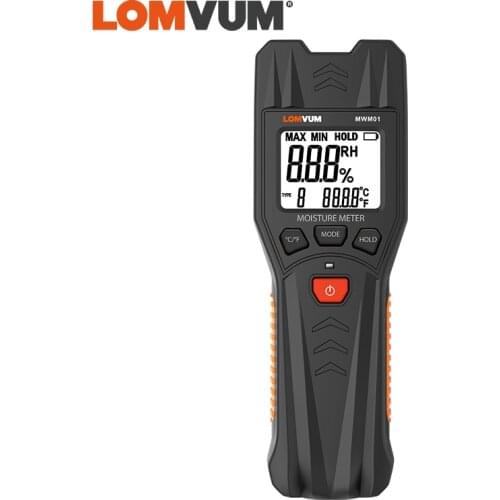 LOMVUM 7 Categories Of Material Two Pins Digital Wood Moisture Meter Paper Humidity Tester Wall Hygrometer Timber Damp Detector