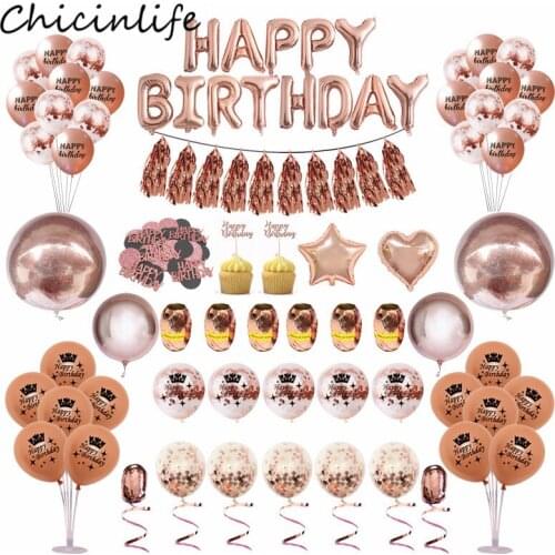 Chicinlife Rosegold Happy Birthday Letter Foil Balloon Baby Shower Kids 1st Adult 30th Birthday Party Anniversary Decor Supplies