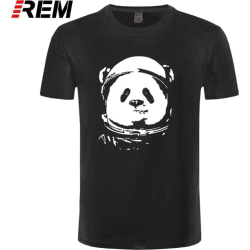 REM Space Panda T-shirt Men Fashion Cute Animal Funny Tee Shirts O-neck Cool Streetwear Classical Black Tops