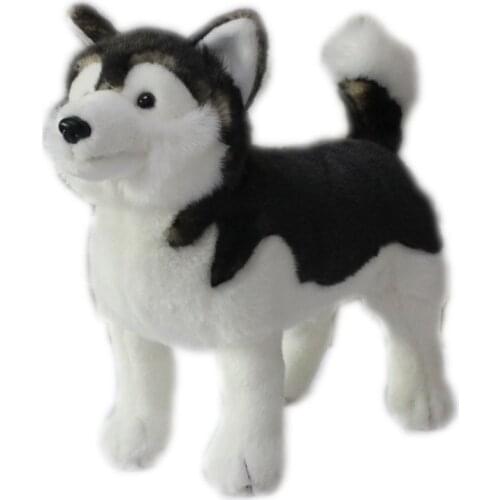 Simulation Animal Alaskan Dog Plush Toy Cute Sled Dog Puppy Doll for Children Christmas Day Gift Deco 28x25cm DY50825