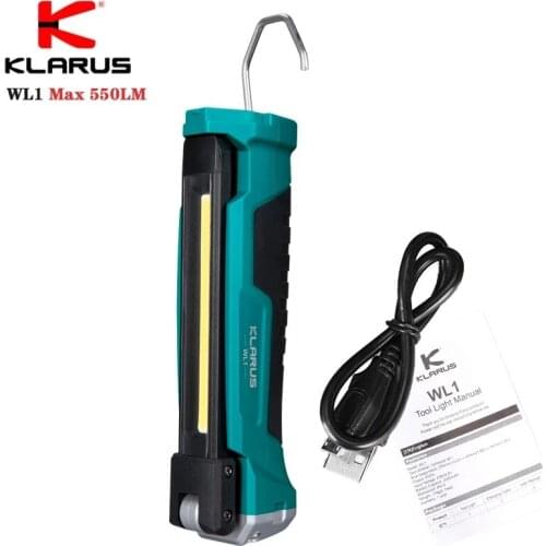 KLARUS WL1 Led Flashlight 550lm,lantern ,Handheld Buckle Magneto High-light USB Charging Floodlight Camp Light Working Light