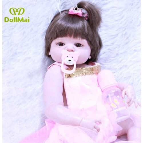 Reborn dolls 23" full silicone reborn baby doll alive newborn victoria girl like real hair rooted BEBE DOLL corpo de silicone