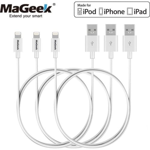 MaGeek [3-Pack] 1m MFi Certified Lightning to USB Mobile Phone Cables for iPhone 12 11 X 8 7 6 6s 5 iPad 4 mini Air iOS 8 9 10