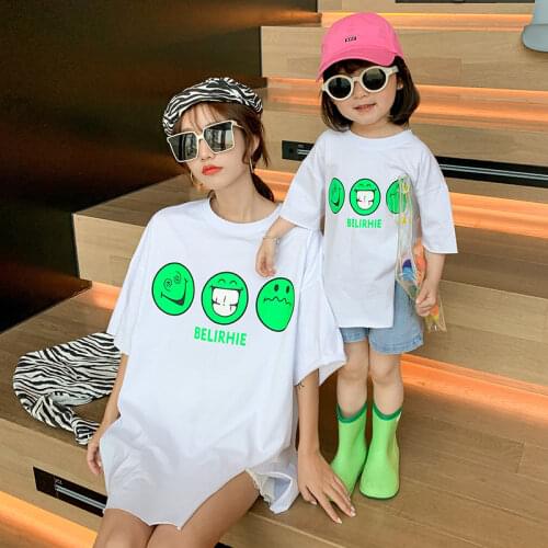 Fashion Mother And Daughter T-Shirt For Girls And Woman Summer Clothes Mommy Baby Girls Top Mother Daughter Matching Clothes