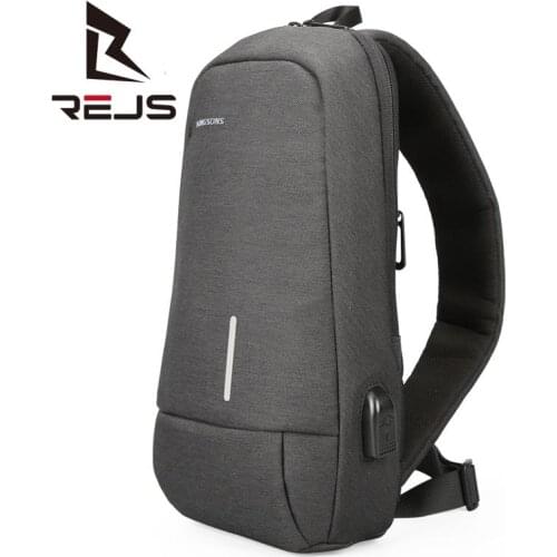 REJS LANGT Anti-theft Men Chest Bag Casual USB External Charge Crossbody Shoulder Bags Fashion Package Waterproof Travel SAC