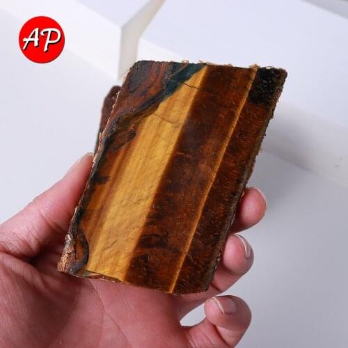 Natural Large Size Crystal Chip Yellow Tigereye Stone Sliced Health Original Energy Ornaments Home Decoration With Bracket