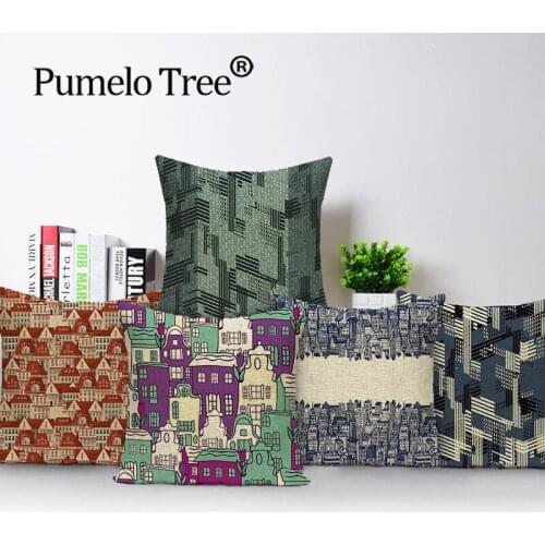 Cartoon Building Pillowcase print Pillow Cover Home Decor Cushion Cover Throw Pillows Cover 45x45cm Pillow Case Sofa Decoration
