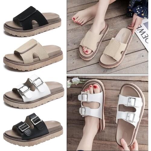New Fashion Summer Women Slipper Casual Sandals Outdoor Double buckle Beach Slides Zapatillas Mujer Casa Sapatos Mulher