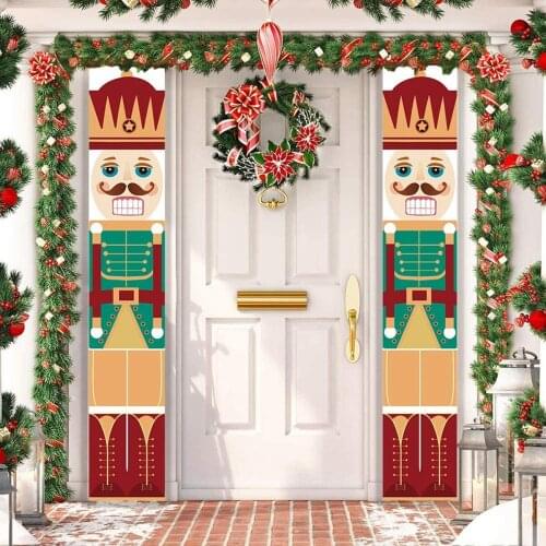 Merry Christmas Hanging Door Banner Porch Sign Christmas Decorations for Home Christmas Ornaments Navidad Noel New Year 2022