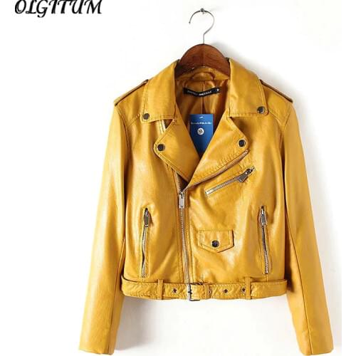 OLGITUM Womens Fashion Leather Jackets