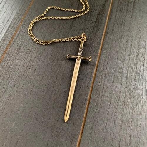 Sword Necklace Highlander Pendant Long Charm Katana Fantasy Warrior Creative Jewelry Blade Fashion Men Women Gift Gothic 2021 Ne