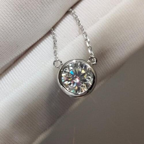 18K White Gold Cute Cat Bubble Moissanite Pendant Necklace Brilliant Cut 1 Carat 6.5mm Diamond D Color Gemstone Beads Necklaces