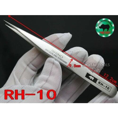 Japanese RHINO Brand RH-10 Tweezers Anti-acid High-precision Super Hard Sharp For Repairing Watch or Mobile