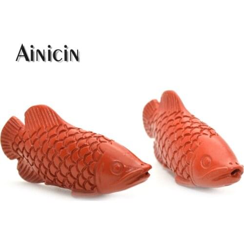 High Purity Lifelike Carp Fish Shape Red Cinnabar Pendants 9x18x33mm Fashion Necklace Making Findings 10pcs/lot