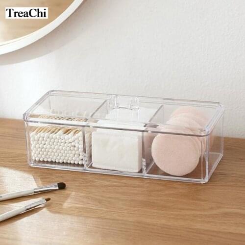 Transparent Cotton Case Compartments Desktop Plastic Cotton Swabs Lipstick Cotton Finishing Jewelry Box Jewelry Organizer