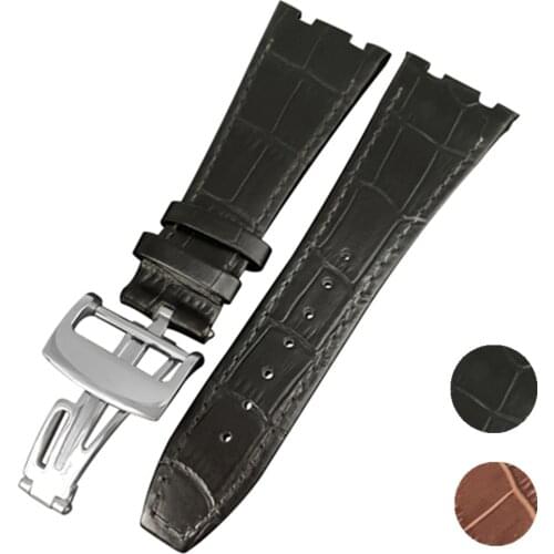 Genuine leather bracelet Watchband Sports watch strap Black 26mm Watch accessories handmade wristwatches band use for AP